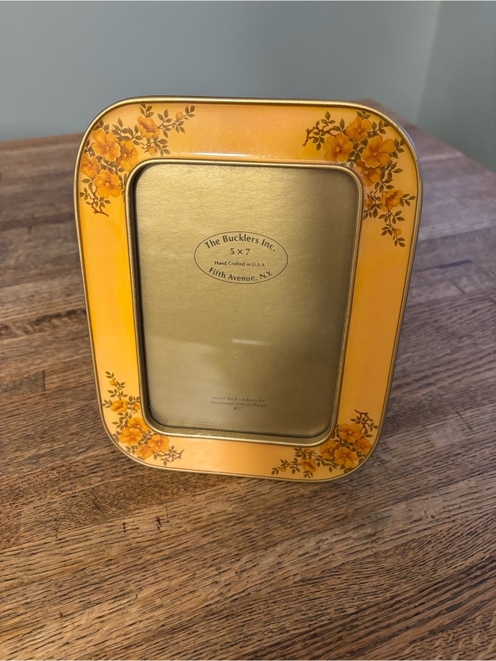 Vintage The Bucklers Inc Yellow/Soft Orange Floral Metal Photo Frame 5x7